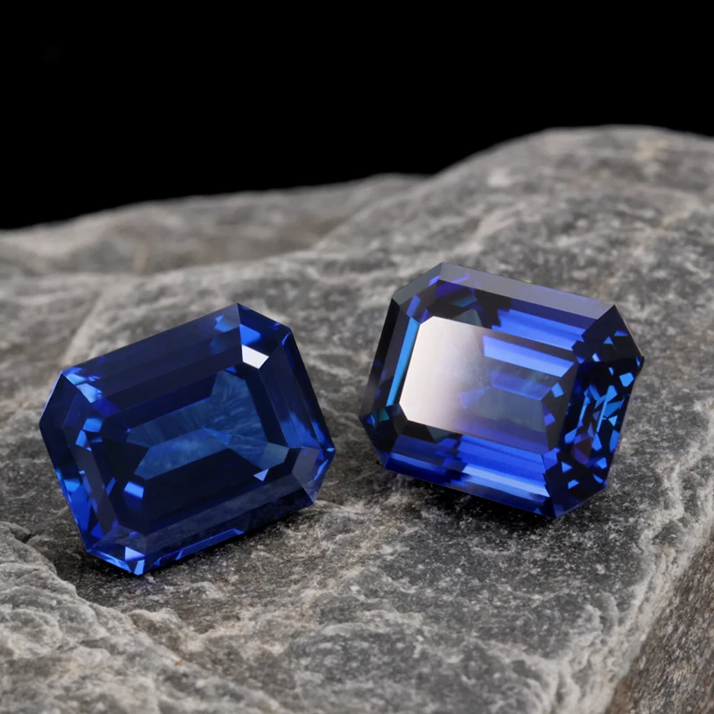 Royal Blue Sapphire Jewelry stone Loose Gemstones Emerald cut Lab Sapphire AGL Certified 5A Lab Grown Sapphire