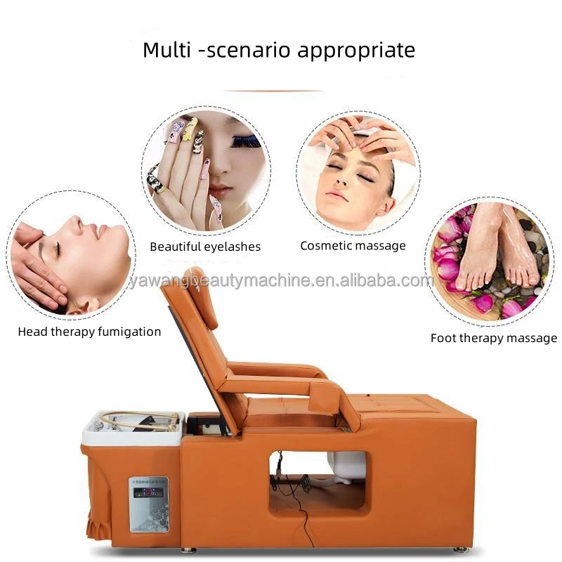 Massage Spa Shampoo Bed Water Storage Type Hair Salon Head Basin Chair With Water Circulation and Tank