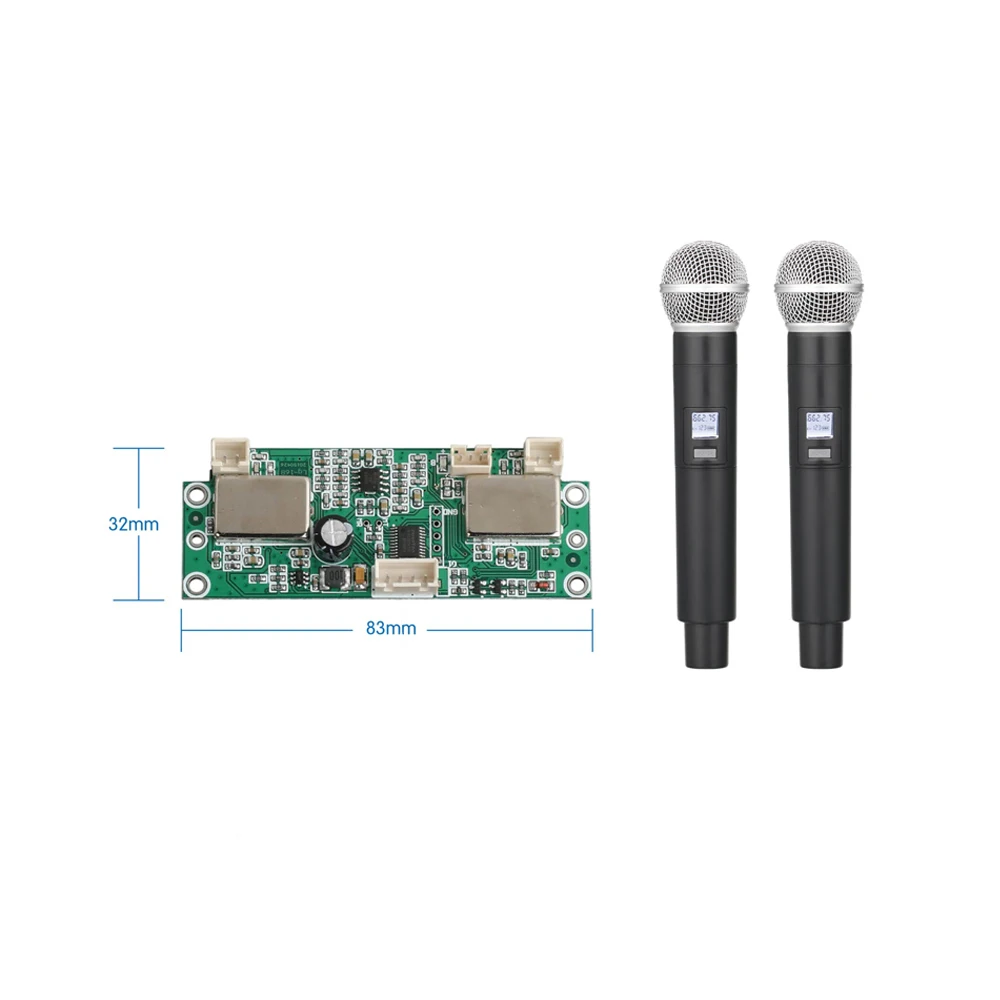 
Premium UHF microphone module for speakers with two handheld microphone 