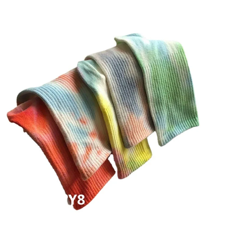 Hip Hop Skateboard Popular Vivid Color Tie Dye Sports Socks Skateboard Color Halo dyed Tube socks