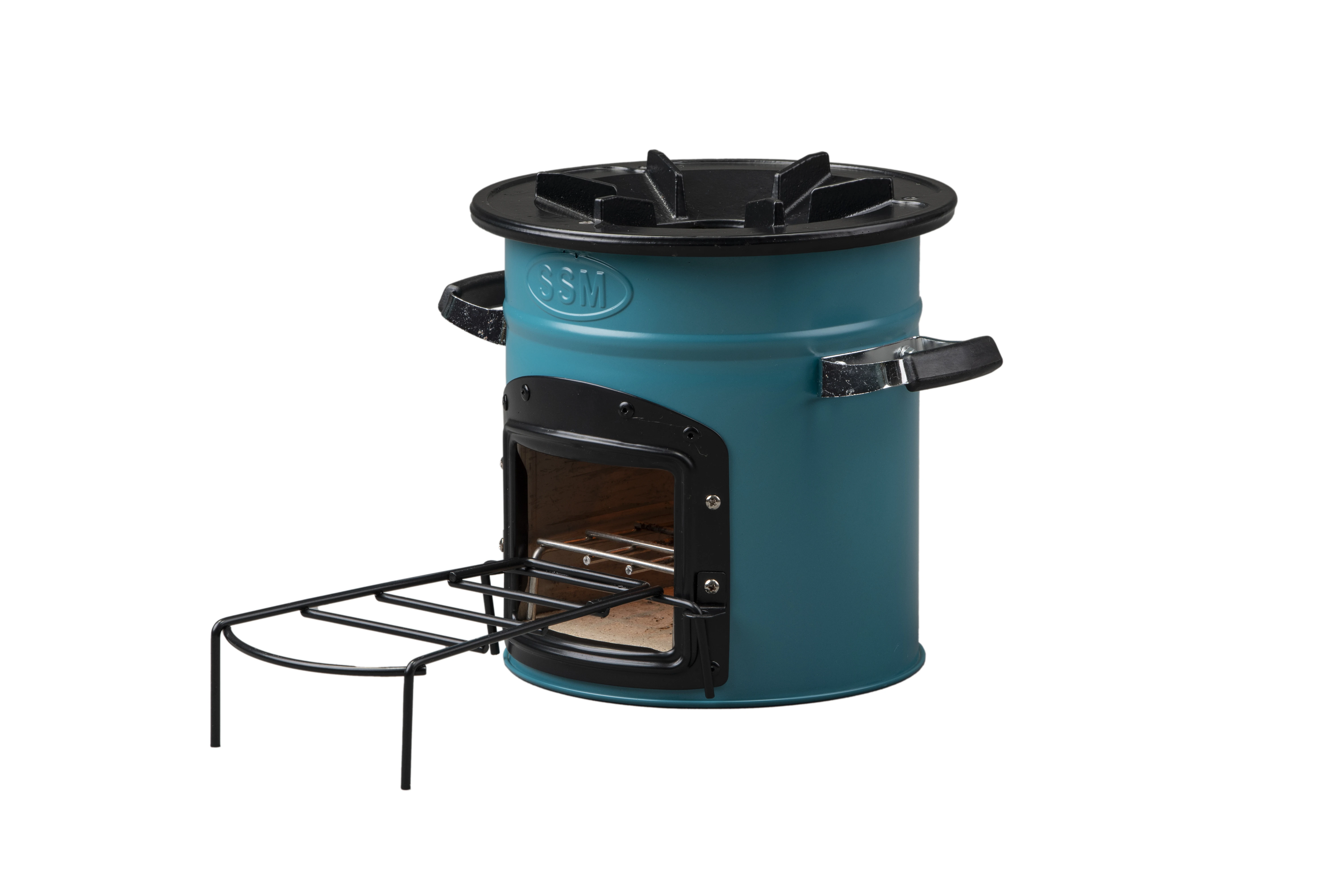 Classic cast iron top 26cm secure single door camping wood burning stove