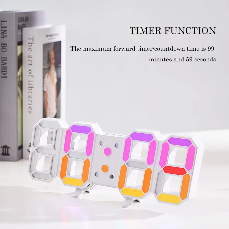 Creative 3D RGB Color Numerals Timer Alarm Clock Remote Control Luminous Digital Wall Clock For Living Room