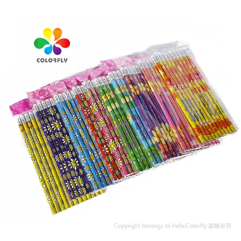 Wholesale Fruit Scented HB Pencils Student Standard Pencil Custom Logo Printed Wooden Pencil with Eraser