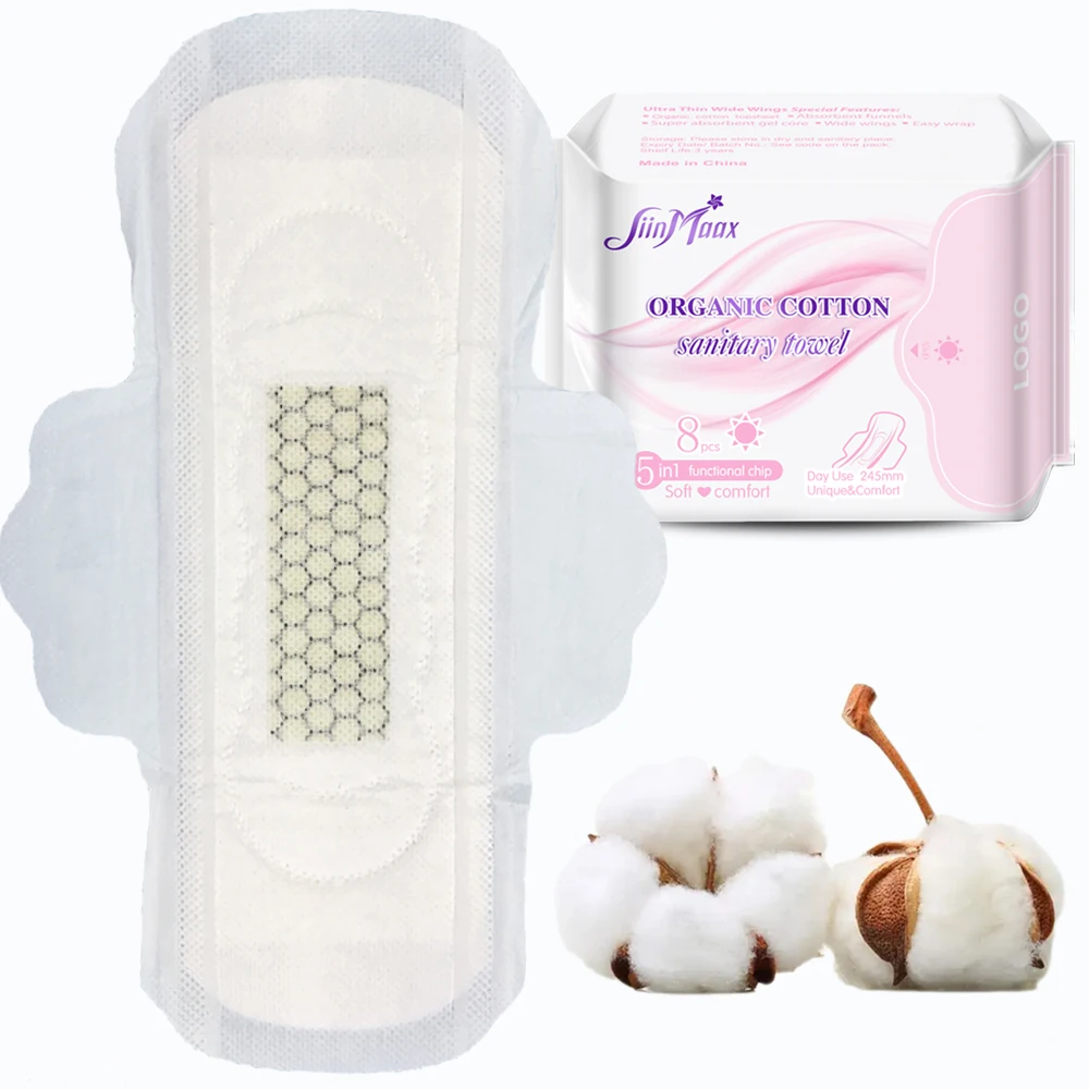Eco-friendly 100% Biodegradable Sanitary Pads Natural Organic cotton Sanitary Napkins ultra cleen pads
