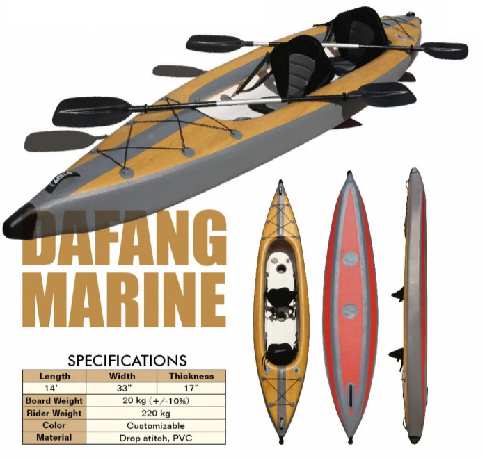 DAMA China Manufacturer Foldable Full Drop Stitch Single Seater Inflatable Fishing Kayak