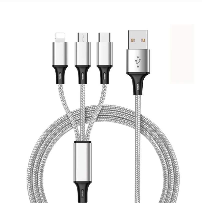 factory price multifunctional USB 3 in 1 mobile phone charging cable for works on multiple devices with iPhone type c