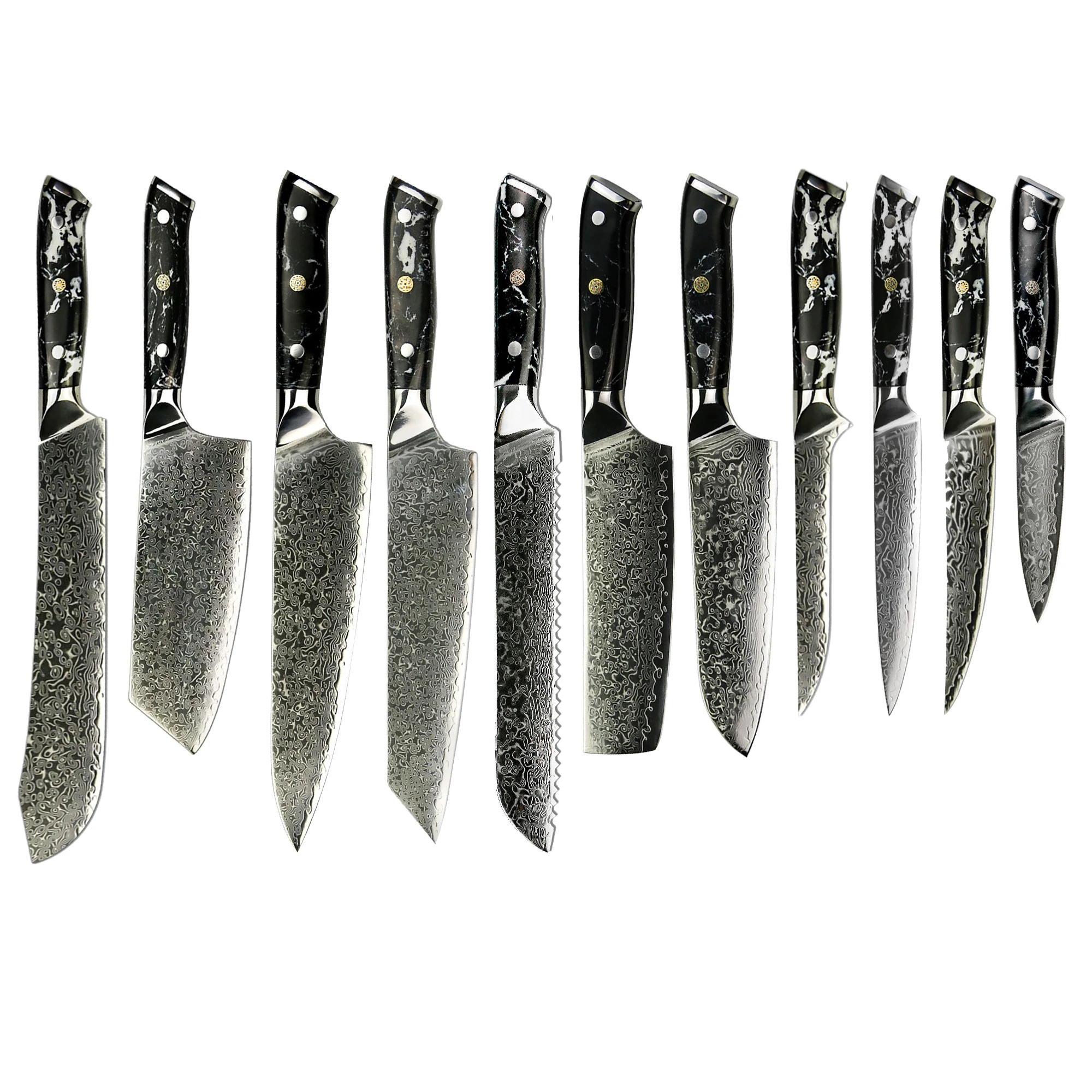 4 pcs Turquoise black Stone Handle Damascus Steel Kitchen steak Knife set