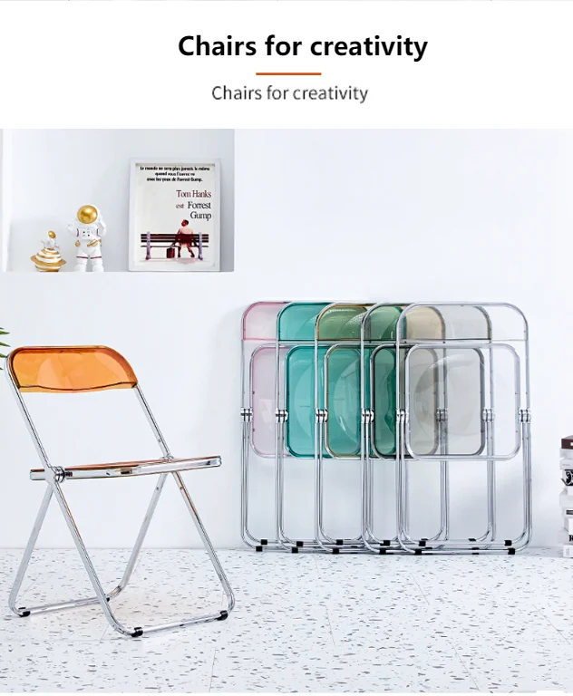 Manufacture Luxury Modern Acrylic Folding Chair Transparent Chairs Stackable Crystal Folding Chair Plastic Living Room Seat