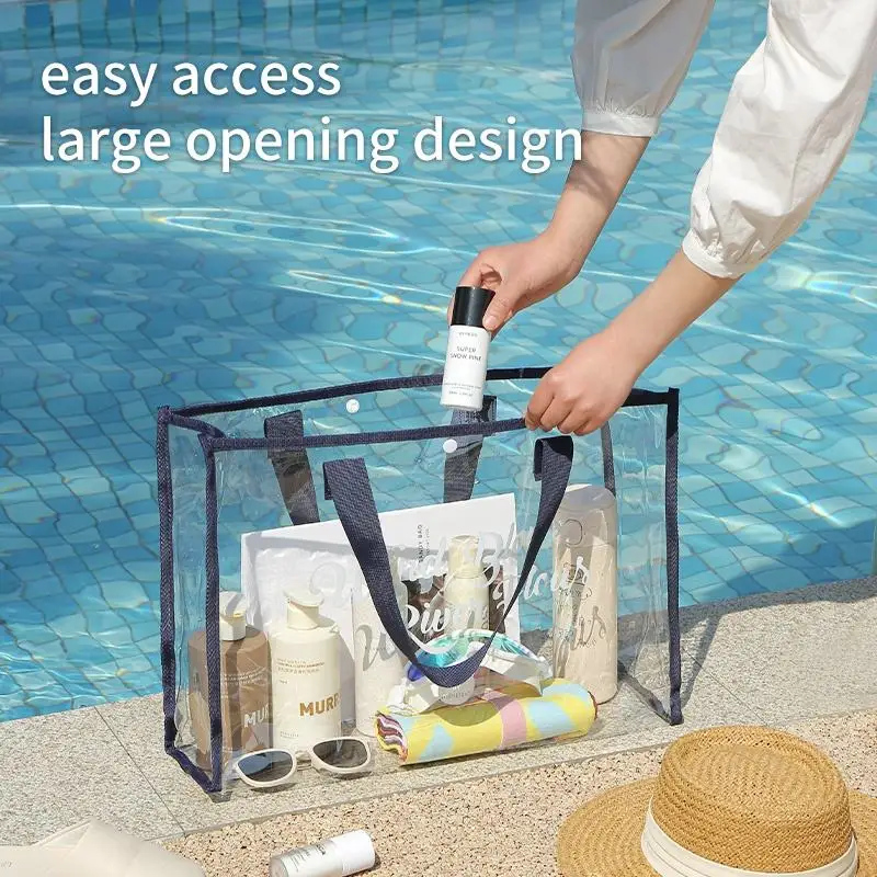 2024 New Waterproof Beach Tote Pool Bags for Women Ladies Large Gym Tote PVC Clear Plastic Hand Storage Bag Shopping Bag