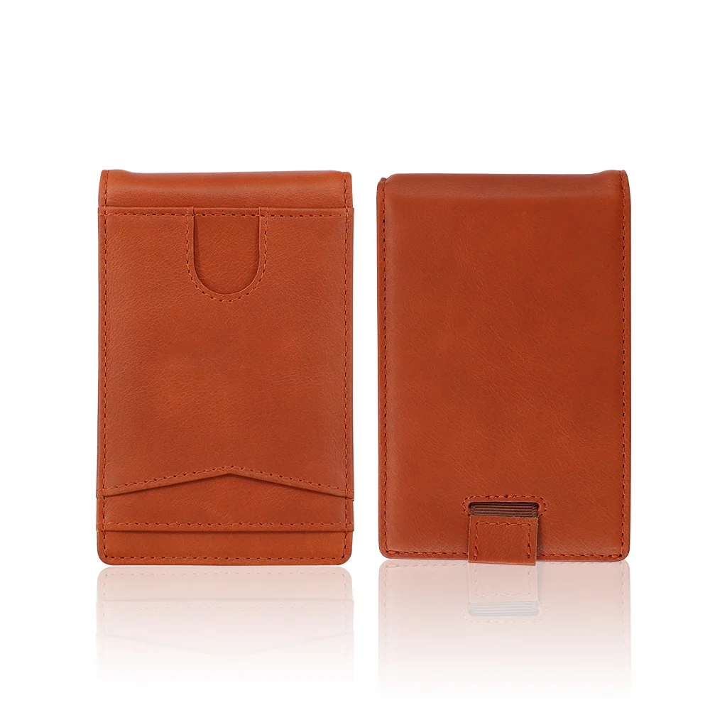 Durable Man Leather Wallet Money Clip Rfid Blocking Leather Money Clip Wallet For Mens