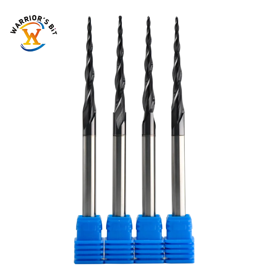 Customizable 2-Flutes Ball Nose Carbide Mill 3D Carving Lettering Spiral Ballnose Tapered Carbide End Mill