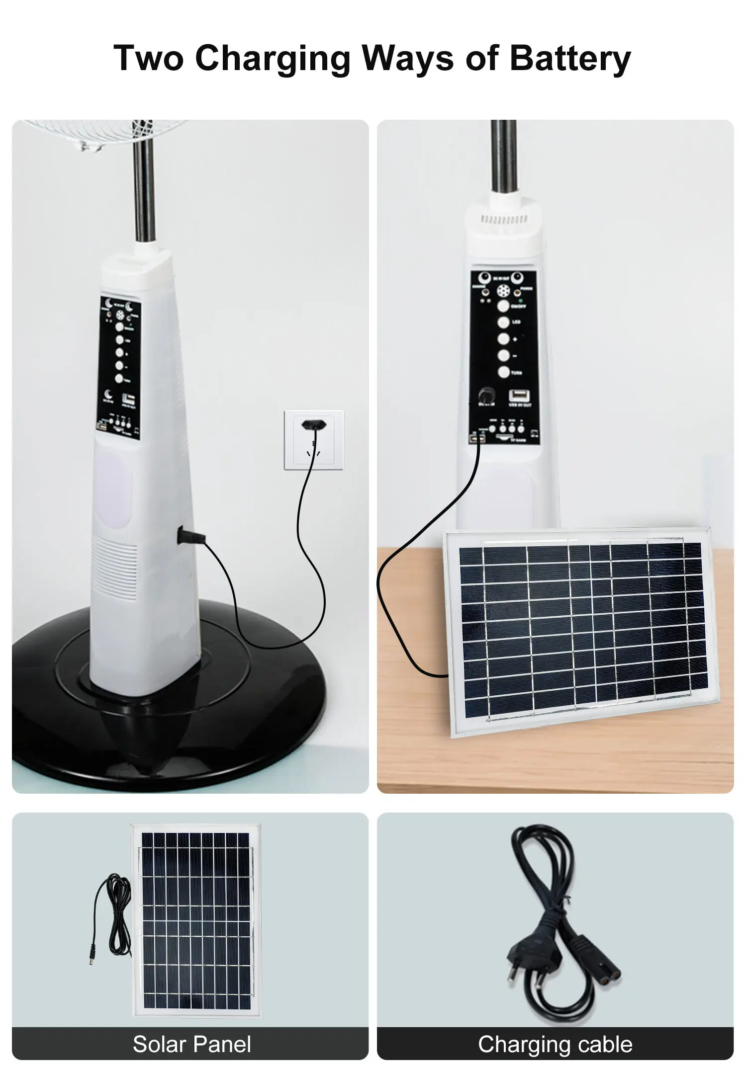 New Arrival Rechargeable 16Inch Solar Powered Standing Electric Fan Solar Fans for Home 18 Inch