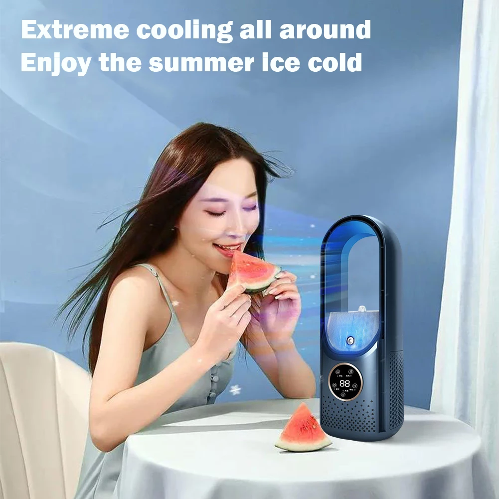 Bladeless Small Cooling Fan Portable USB Air Cooling Fan Adjustable Low Noise Vertical Desktop Fan