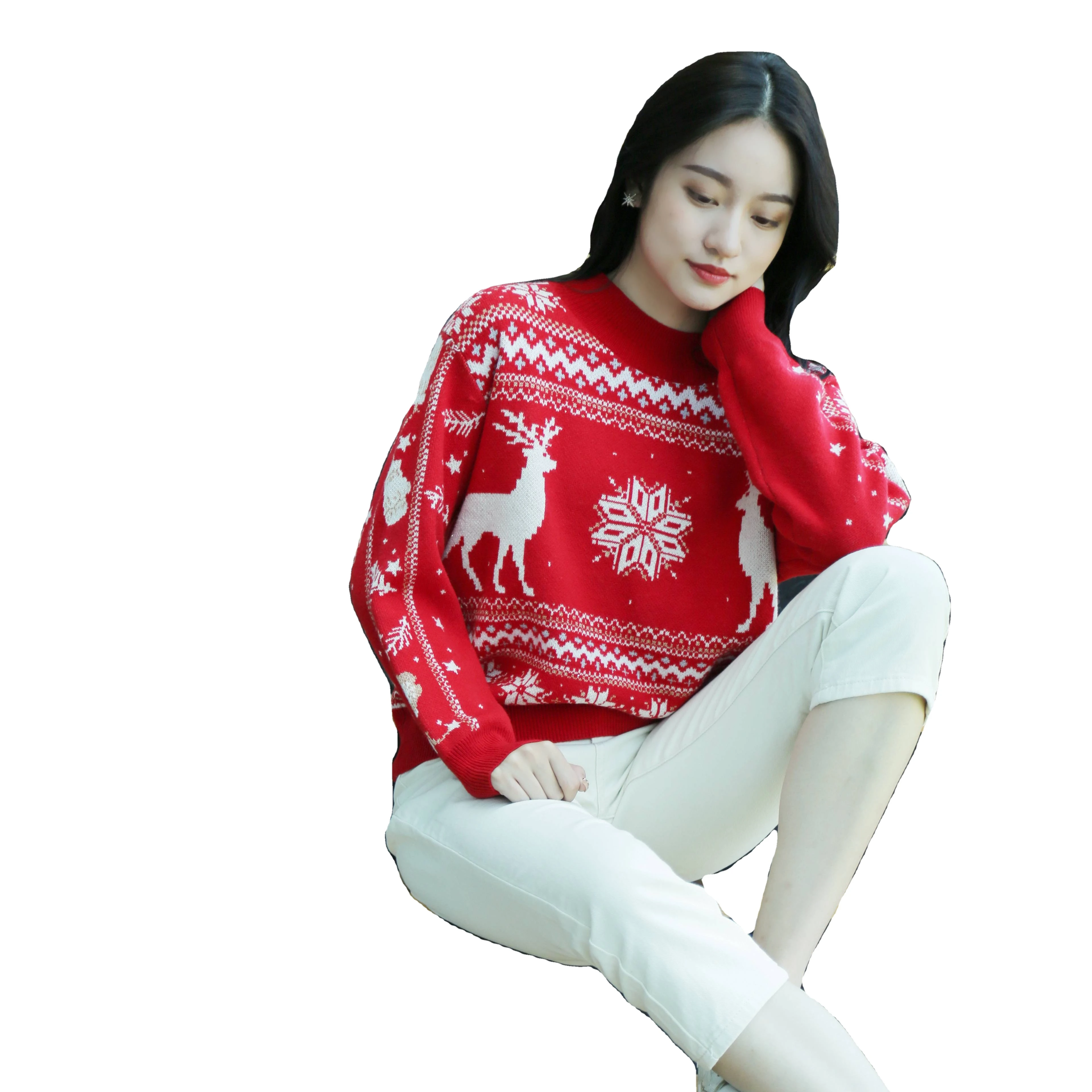 
Christmas sales Casual Style Loose Knit Sweater Jumpers Winter Wool Knit Sweater 