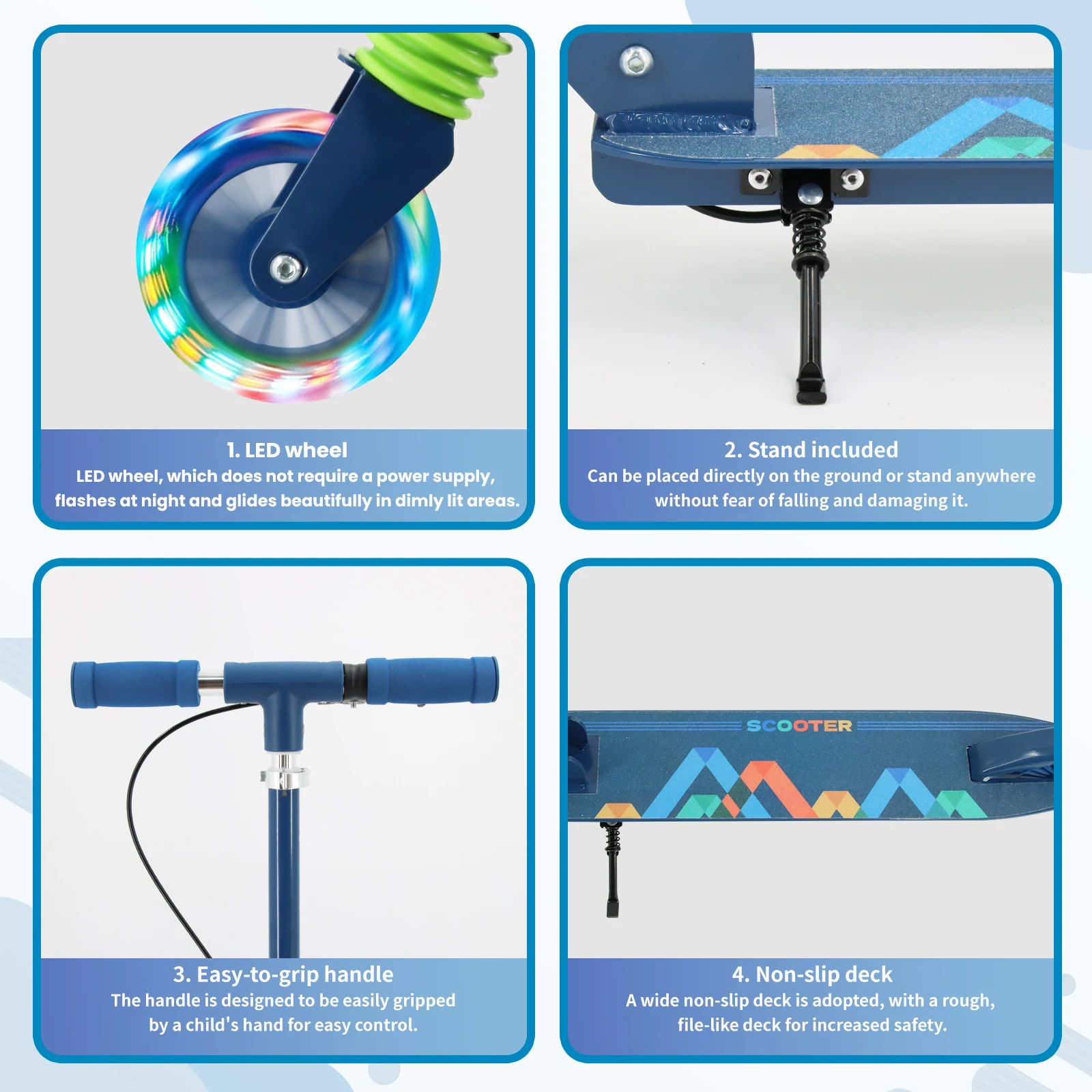 Scooter Kids Aluminum Folding 120mm 2 Wheels Hand Brake Folding Scooter with Handle Brake