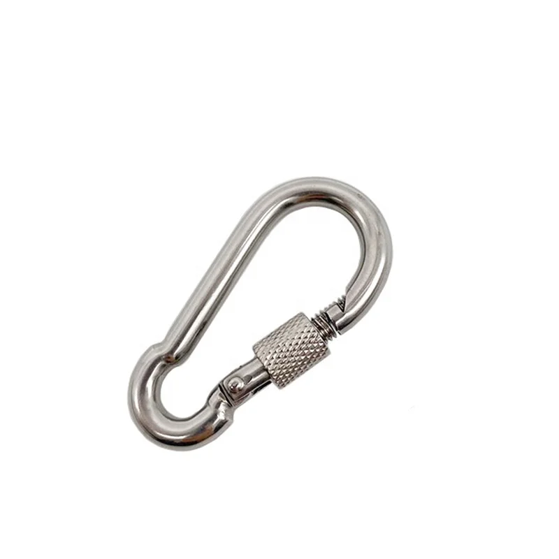 6mm Stainless Steel 304 Snap Spring Hooks Carabiner With Screw Lock