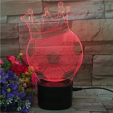 
Creative 3d Nightlight Soccer Football With Wireless Speaker LED Night Lamp Colorful Light Newest Acrylic Product For Gift 