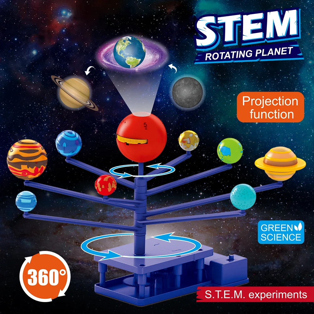 STEM Solar System Model DIY Kit Planetary Projector 360 Degree Rotation 8 Planets Projection  Astronomy Arts Science For Kid