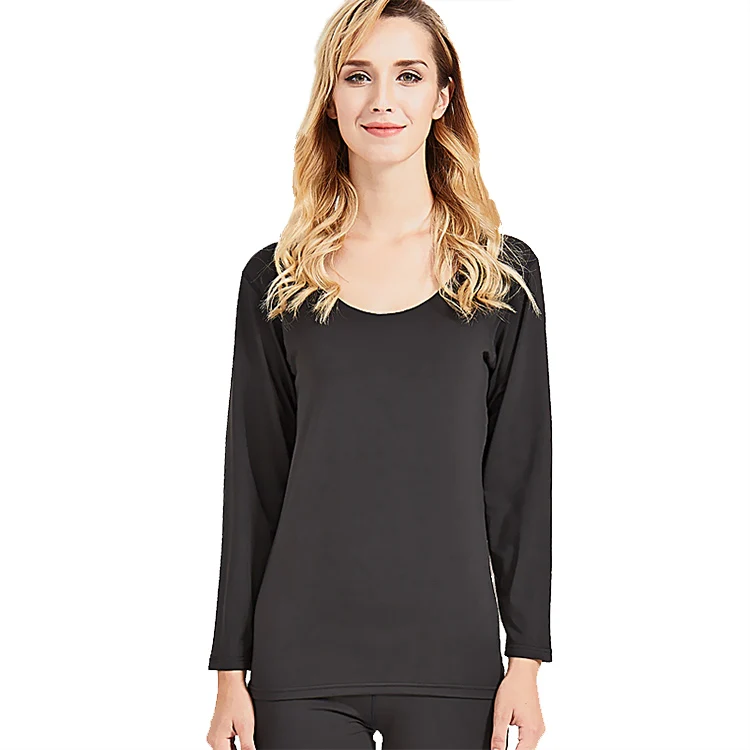 
Custom Womens Long John Set Smooth Knit Round Neck Thermal Underwear with Multi-Colors 