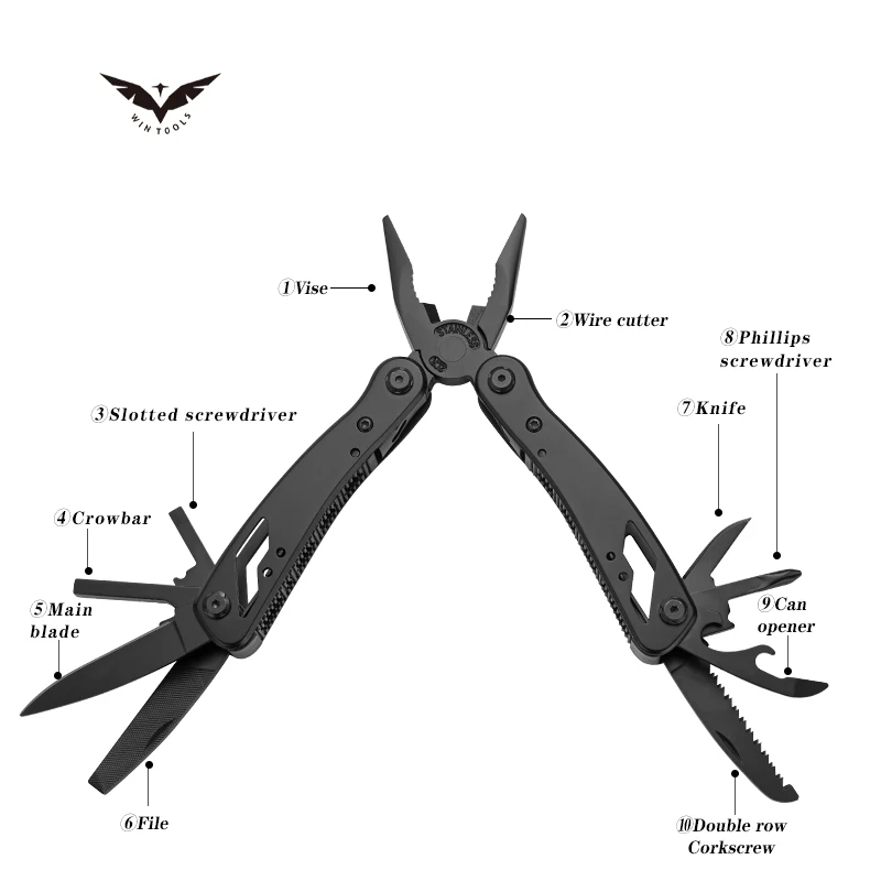 Hot Sale Multitool Pliers Multifunction knife camping folding Pliers 10 in 1 Multi Tool Outdoor tools