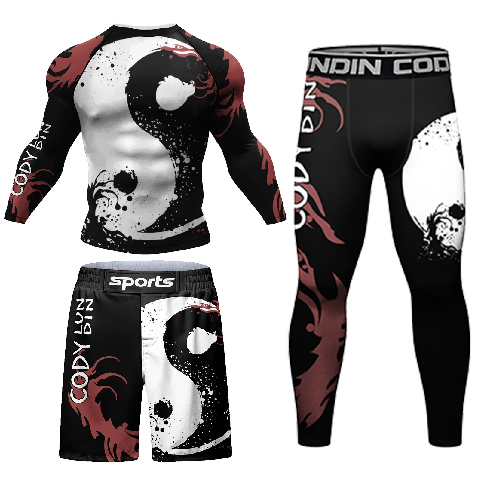Mens Compression MMA Rashguard Boxing Sets GYM Bjj Jiu Jitsu Breathable Muay Thai Shorts Fitness Men Boxing Clothes