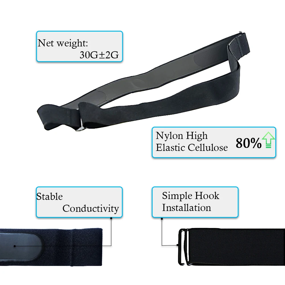 Elastic Sport Heart Rate Monitor Chest Mount Belt Strap Bands Fitness Equipment for Garmin Wahoo Polar ANT+ Blue tooth 4.0 5.3K