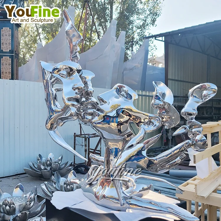 High Quality Modern Life Size Metal Stainless Steel Outdoor Sculpture Abstract Statue For Sale