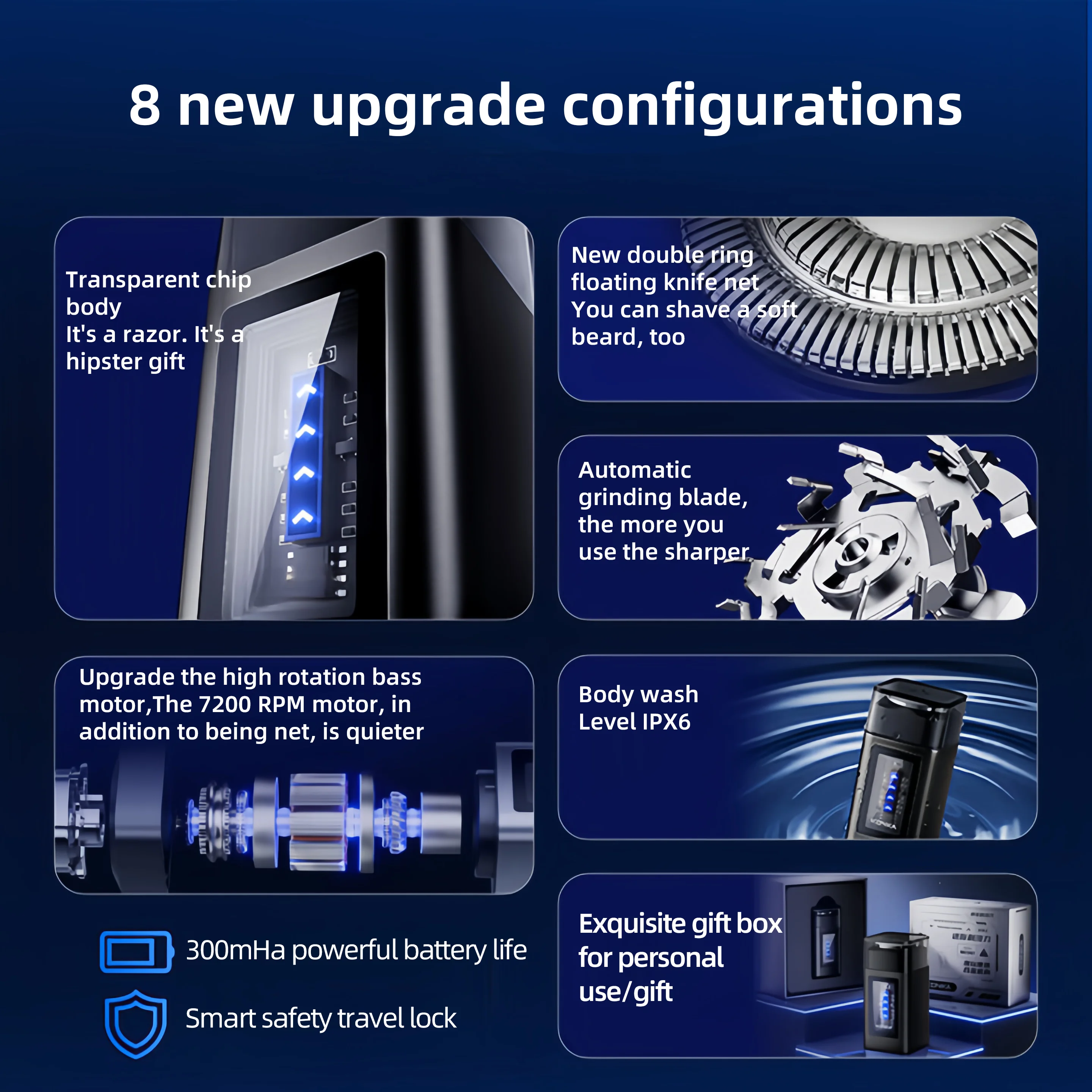 4D Factory IPX6 Waterproof Bald Shave Machine Razor Rechargeable Rotary Electric Shaver For Men