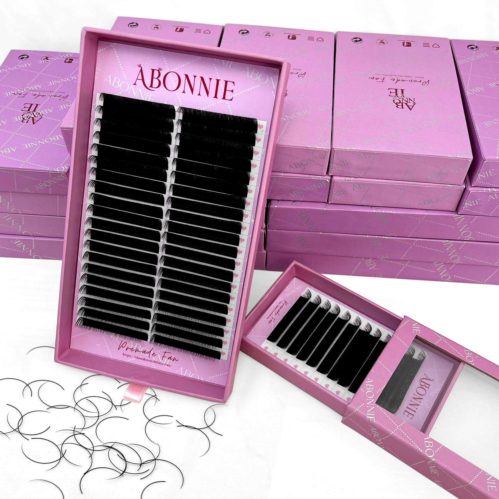 Abonnie Eyelash Extension Trays Custom Logo Hand Made Eyelash Extension Cashmere Silk Lash Extensions
