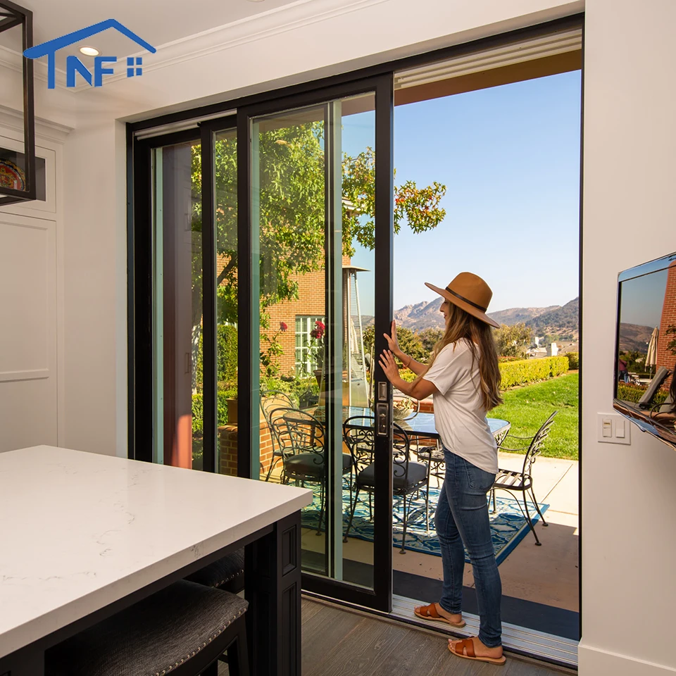 Aluminum sliding doors beautiful slim frame partition door double glass sliding doors