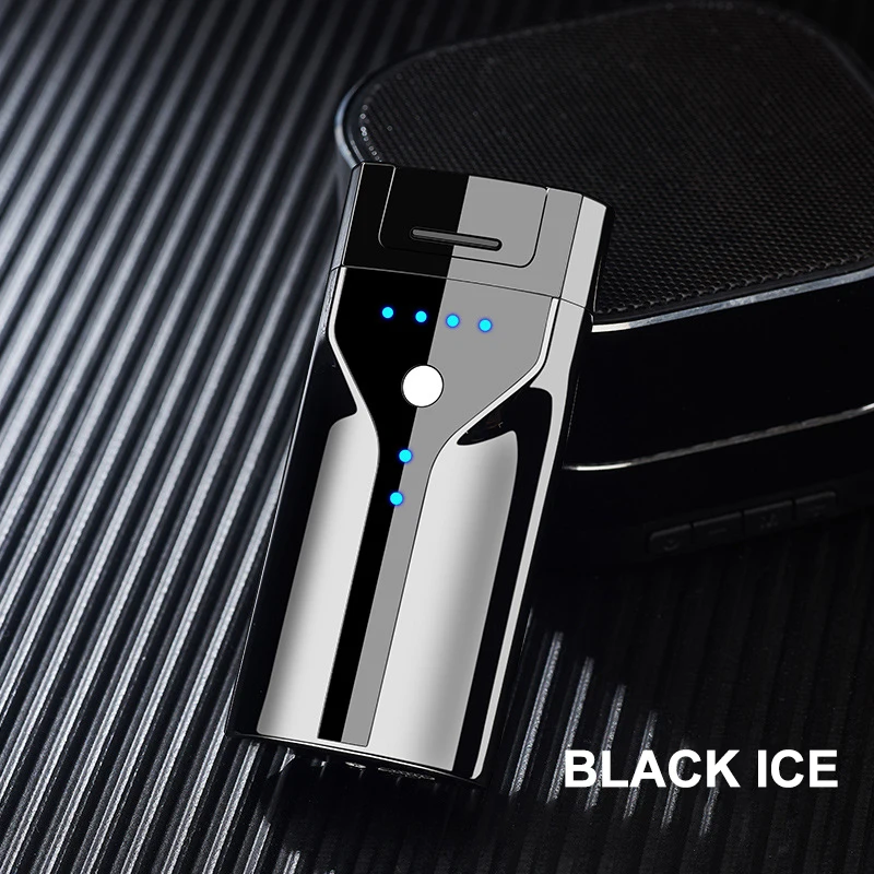JL308 Electric Lighter Gift Custom Logo Windproof Lighter Fingerprint Touch Dual-Arc USB Rechargeable Lighter