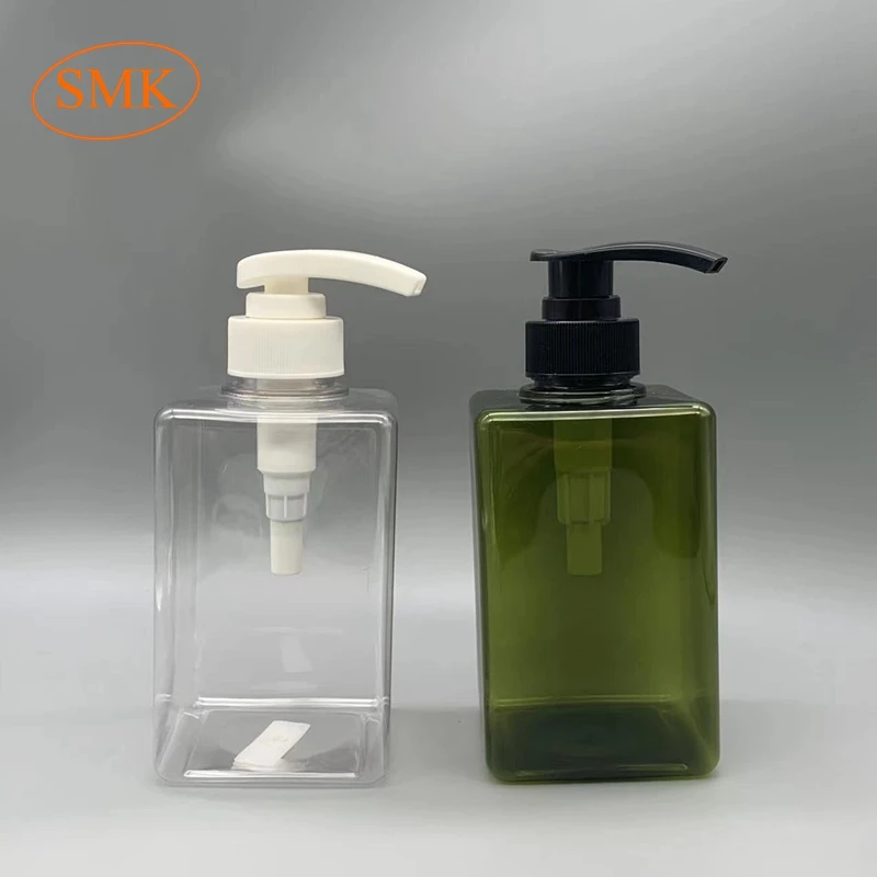 Bottles Rectangular Flat Square Plastic New Customized Design 500ml Empty Amber Cosmetic PET