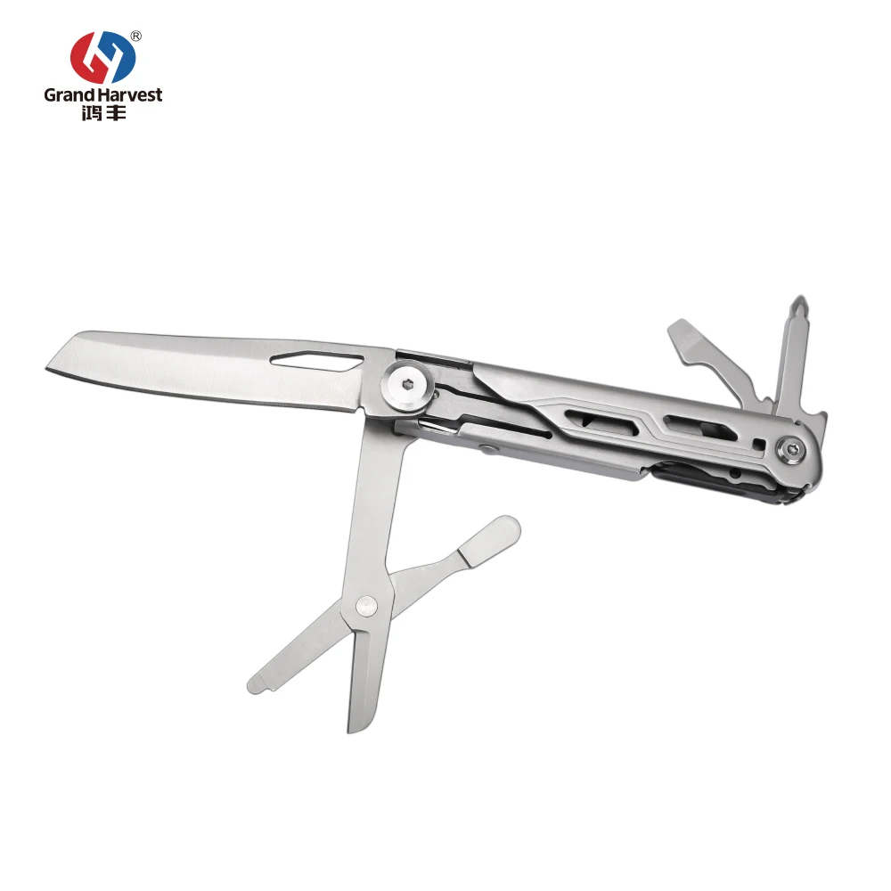 GHK China Manufacturer Stainless Steel Smart Tools Folding Comb Knife Multi-purpose Knife with Scissors