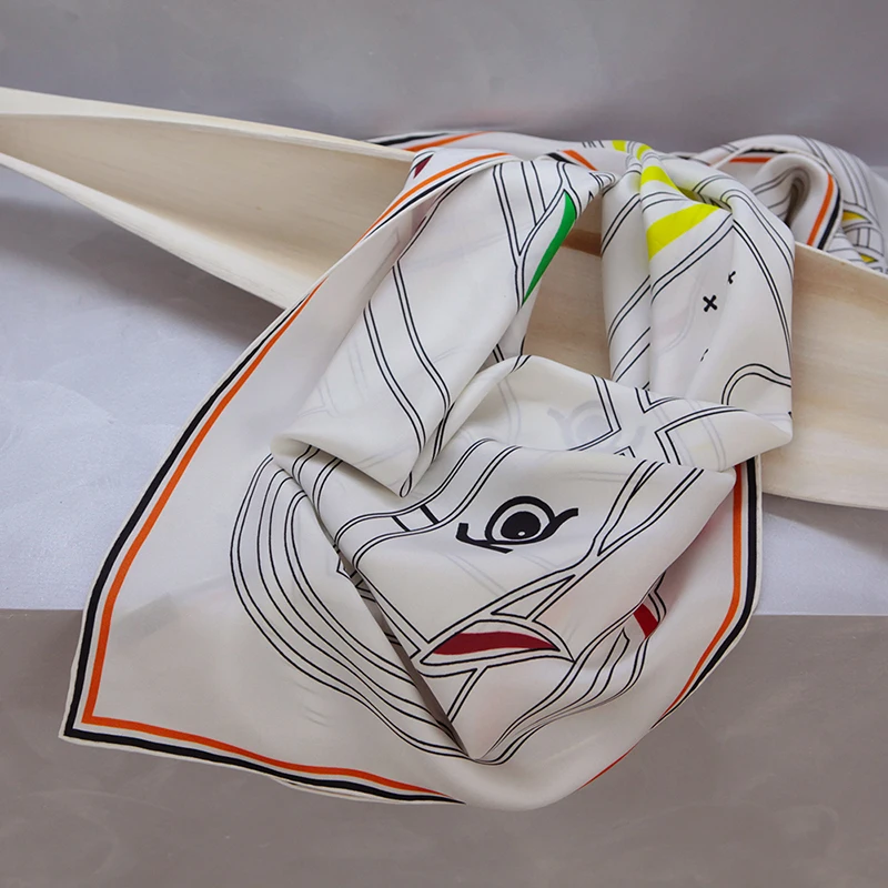 100% Twill Silk Scarfs European and American Double Side Horse Printed Square Stylish Silk Scarves For Women