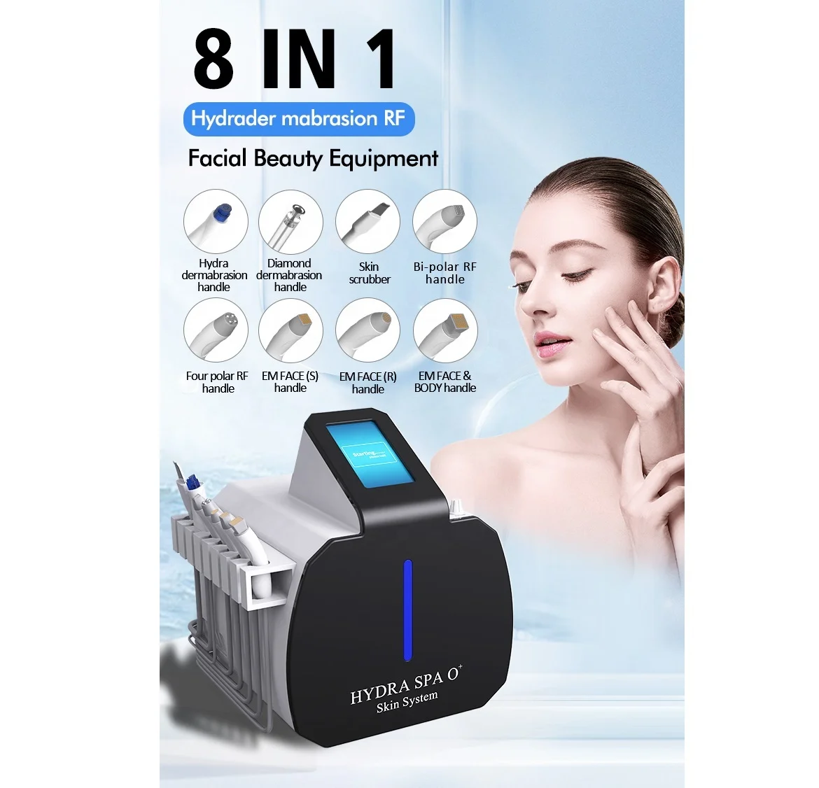 Portable 8 In 1 Power Peel Microdermabrasion Machine Diamond Dermabrasion Water Peeling Aqua Facial Machine Hydradermabrasion