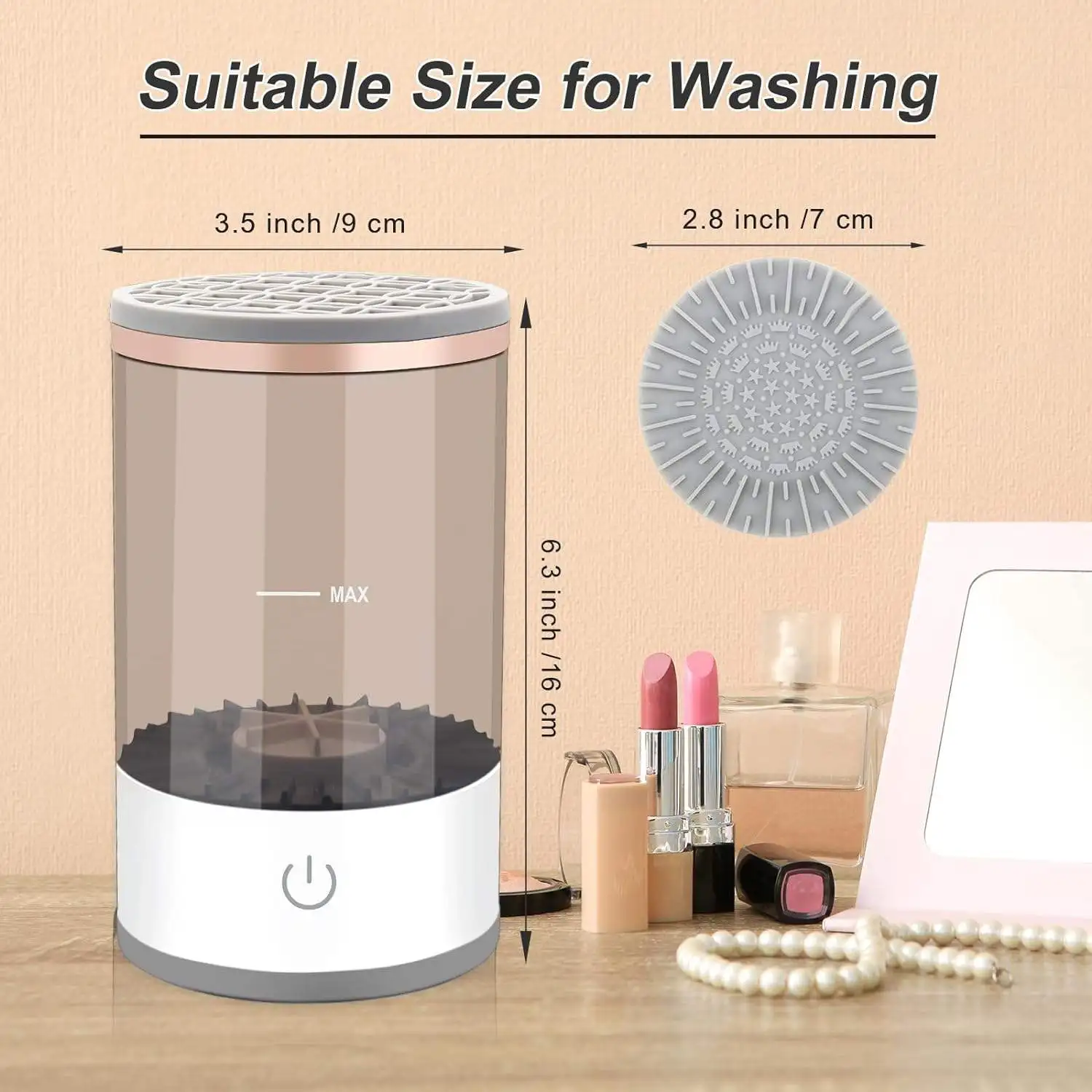 2024 Portable New Electric Makeup Brush Cleaner Automatic Brush Washer Quick-drying Tool