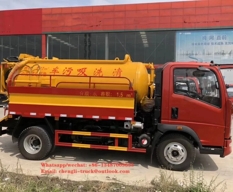 Left or right hand drive sinotruk howo 5000L 5m3 high pressure sewage suction truck