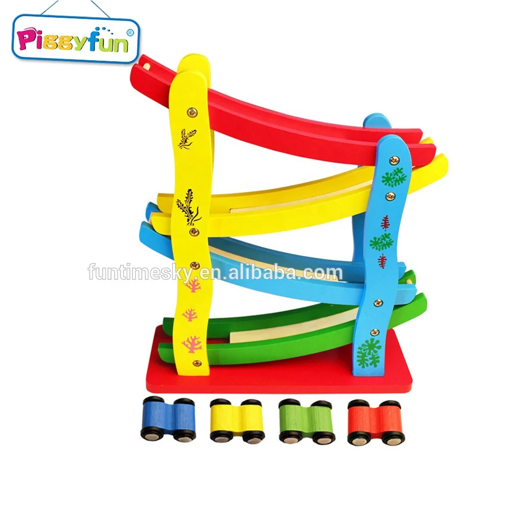 2021 High Quality Small Wooden Toy Car Assembly Kit Toys With Ramp Track For Kid Learn AT11955