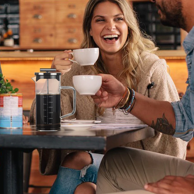 outdoor travel 350ml stainless steel glass coffee maker french press pot