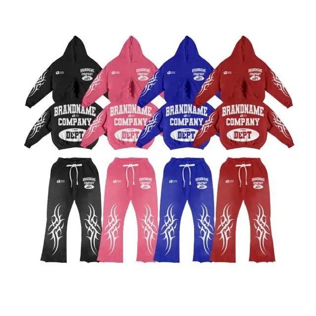 Custom Heavyweight 420GSM Grey Acid Wash Hoodies Pants Sets Men Plus Size Cropped Boxy Fit Sweatshirts Winter Embroidery