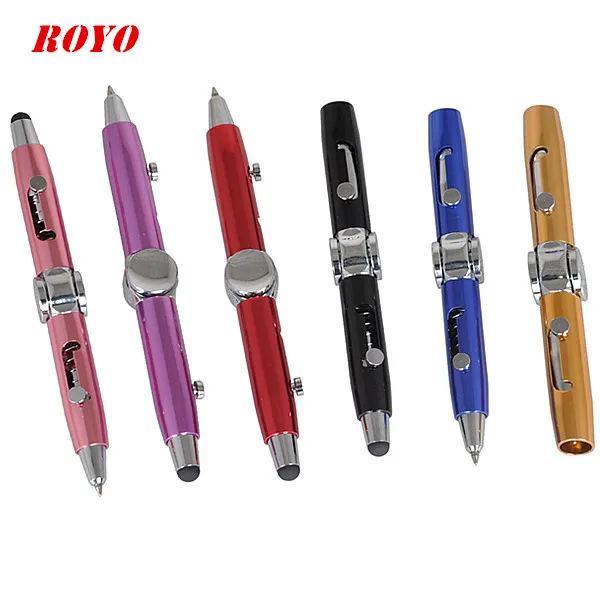 Factory Supply  Newest design 2 in 1 toy ballpoint pen tip of the finger gyro fidget pen hand spinner with touch stylus