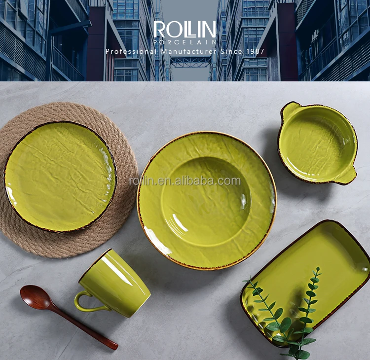 green plates sets  for party wedding supplies restaurants kitchen plates dishes and tableware modern ceramic colorful plates