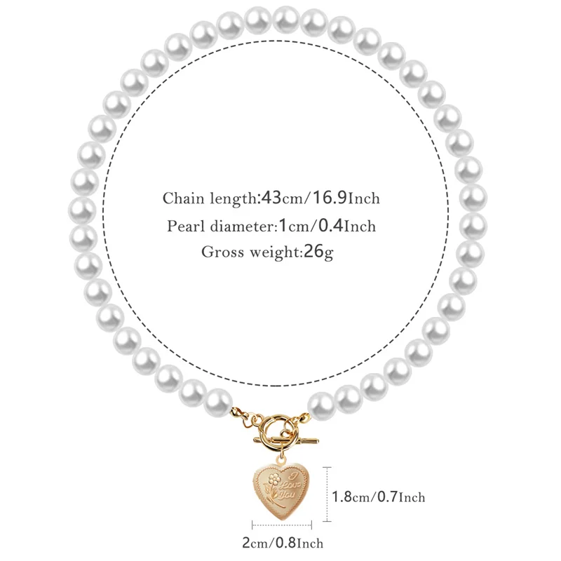 Elegant Fresh Water Pearl Choker Necklace Jewelry Classic Heart locket  Charm  For Photos Pendant Necklace