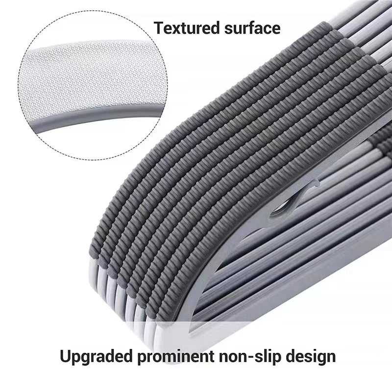 Wholesale flocked Space Save Durable Grey non slip Hangers Standard Notched Plastic Hanger Clothing Store Shirt hanger