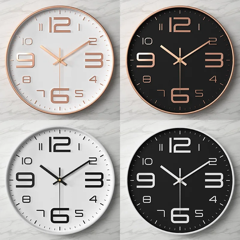 Living room quiet simple fashion clock wall hanging household three-dimensional digital wall clock