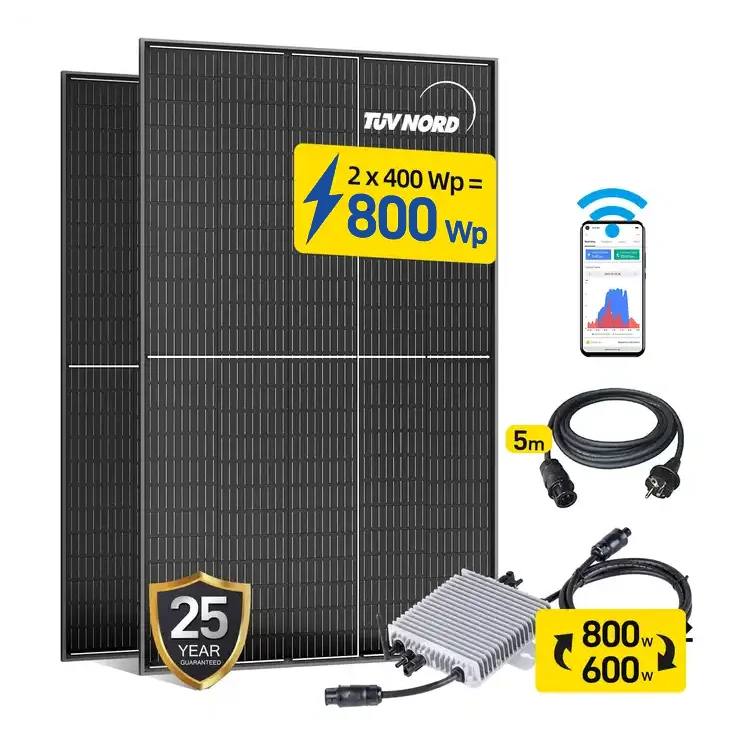 Germany Balcony Solar Panels 600w 800w 1000w 1200w On-Grid System Panel For Installation Eu Warehouse Small With Inverter Set