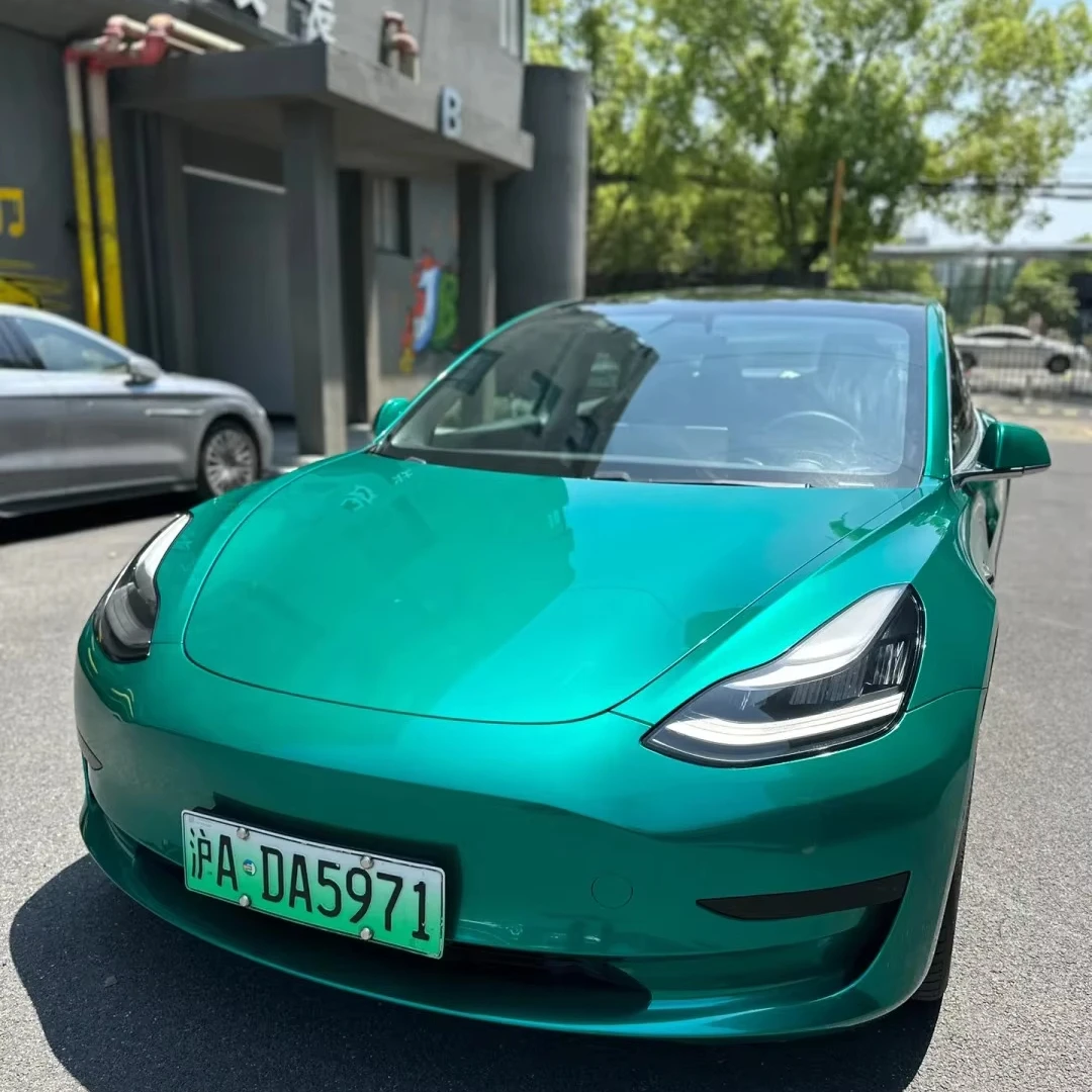 PET Wrap Air Bubble Metal Paint Emerald Green Sticker Auto Body Car Wrap Vinyl Roll Color Change Car Wrap Vinyl Film