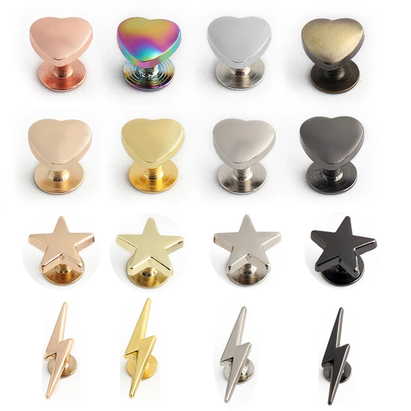 Nolvo World Alloy Rivet Handmade Decorative Screw Buckle Love/Star/Lightning Shaped Hardware Bag Feet