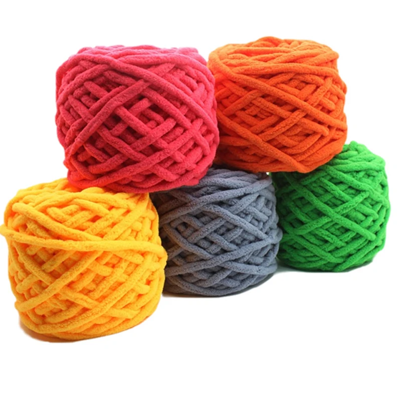 7-8mm Standard Easy Embroidery Thread Spun Slub Yarn Hand-Weaved Velvet Chenille Knitting Cord for Sewing Crochet Dyed
