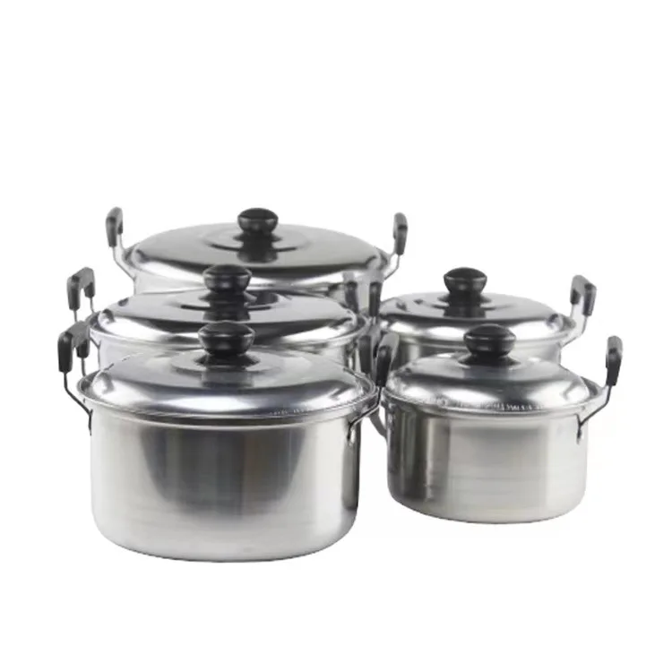 10 Pcs Kitchen Accessories  Stainless Steel Cookware Set Cooking Pot With Steel Lids